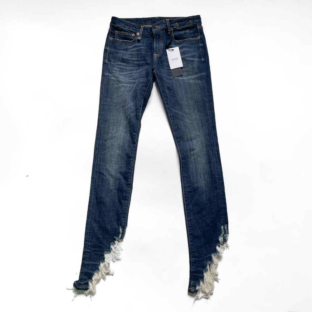 R13 Kate Skinny Jean Howell Indigo Angled Fray Hem Size 28 NEW NWT - Picture 2 of 15